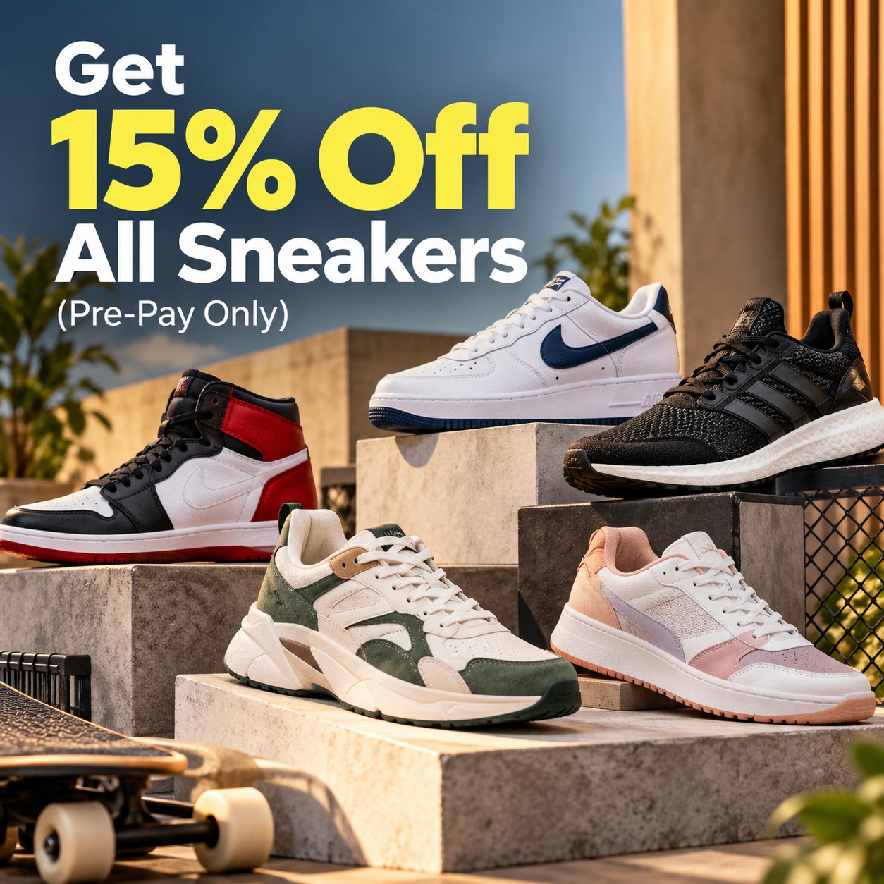Get 15% Off All Sneakers (Pre-Pay Only)