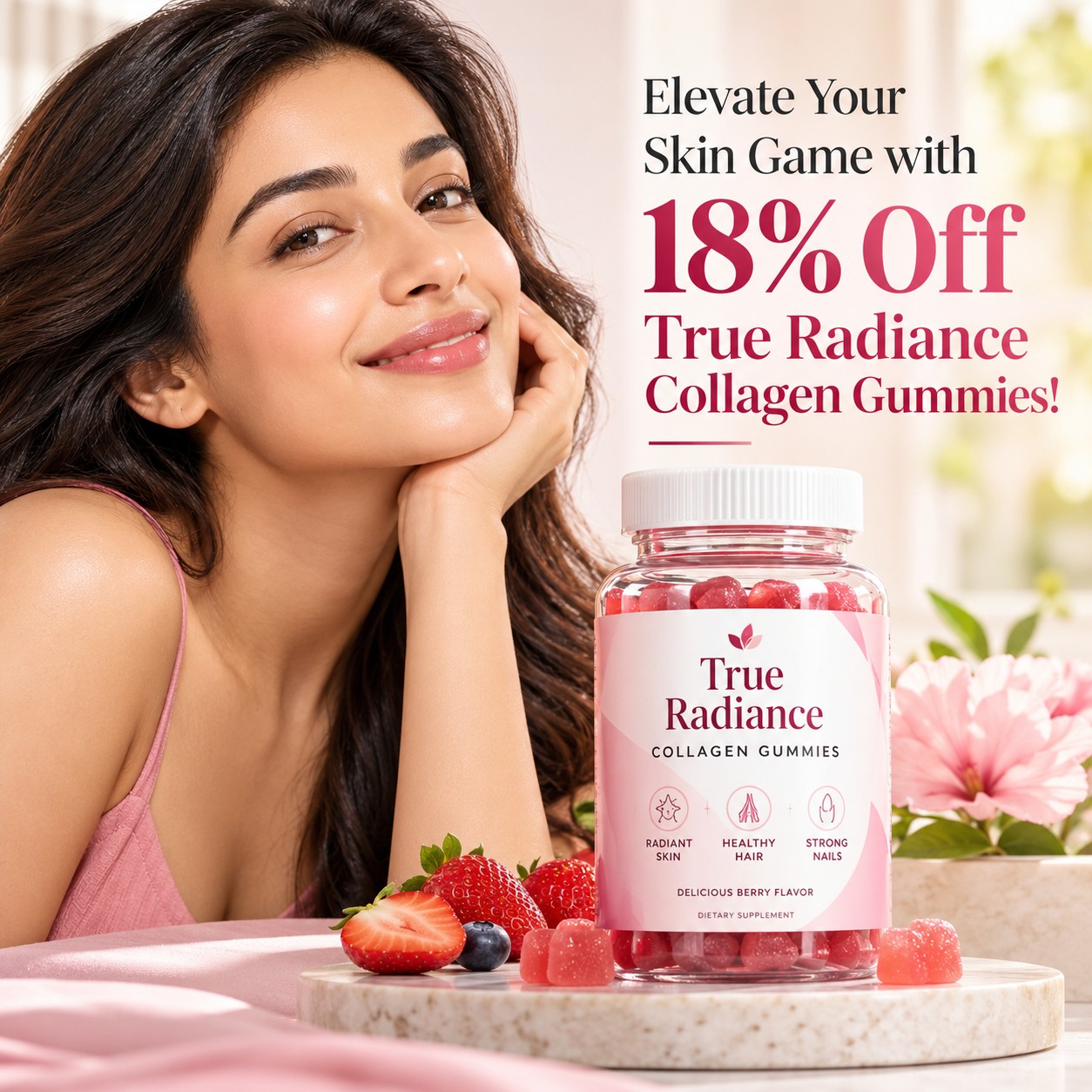 Elevate Your Skin Game with 18% Off True Radiance Collagen Gummies!